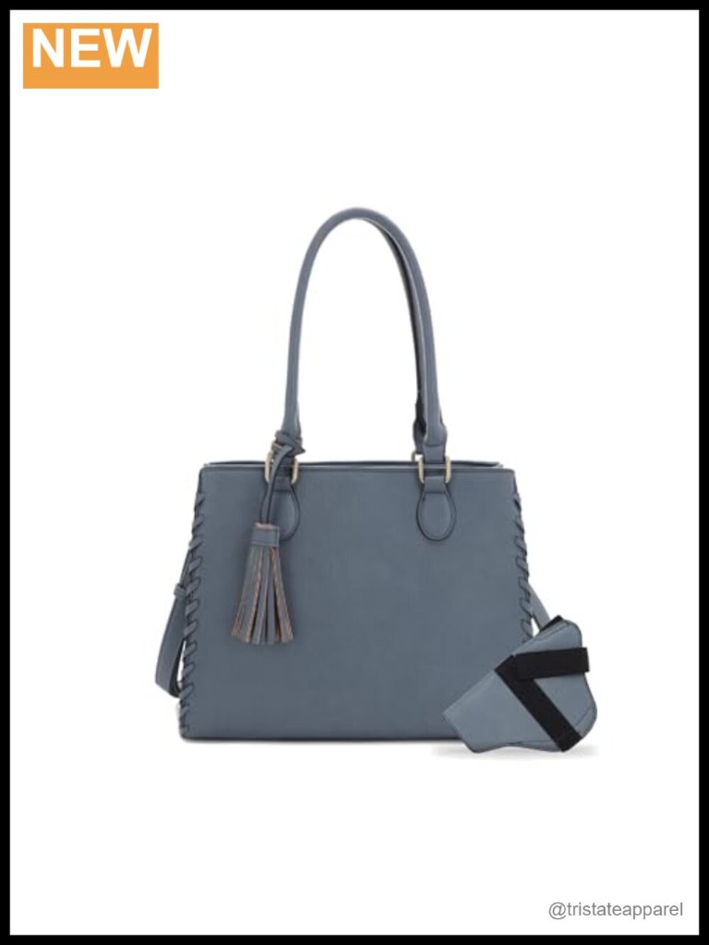Faux Leather Satchel with Concealed Carry Pocket, Crossbody Bag with Tassel